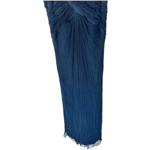 Tadashi Shoji Dress Navy Blue Sequin Silk Sleeveless Formal Maxi Gown Size 16 - Picture 4 of 11